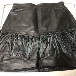 Fringed leather skirt